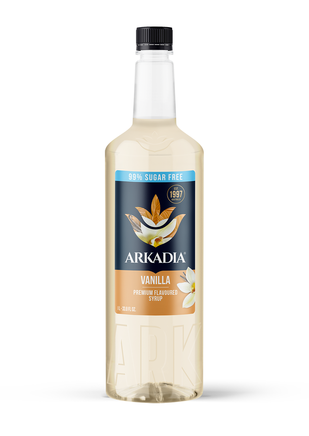 Arkadia 99% Sugar Free 1 x Caramel & 1 x Vanilla Flavoured Syrup 1000ml (2 bottles)
