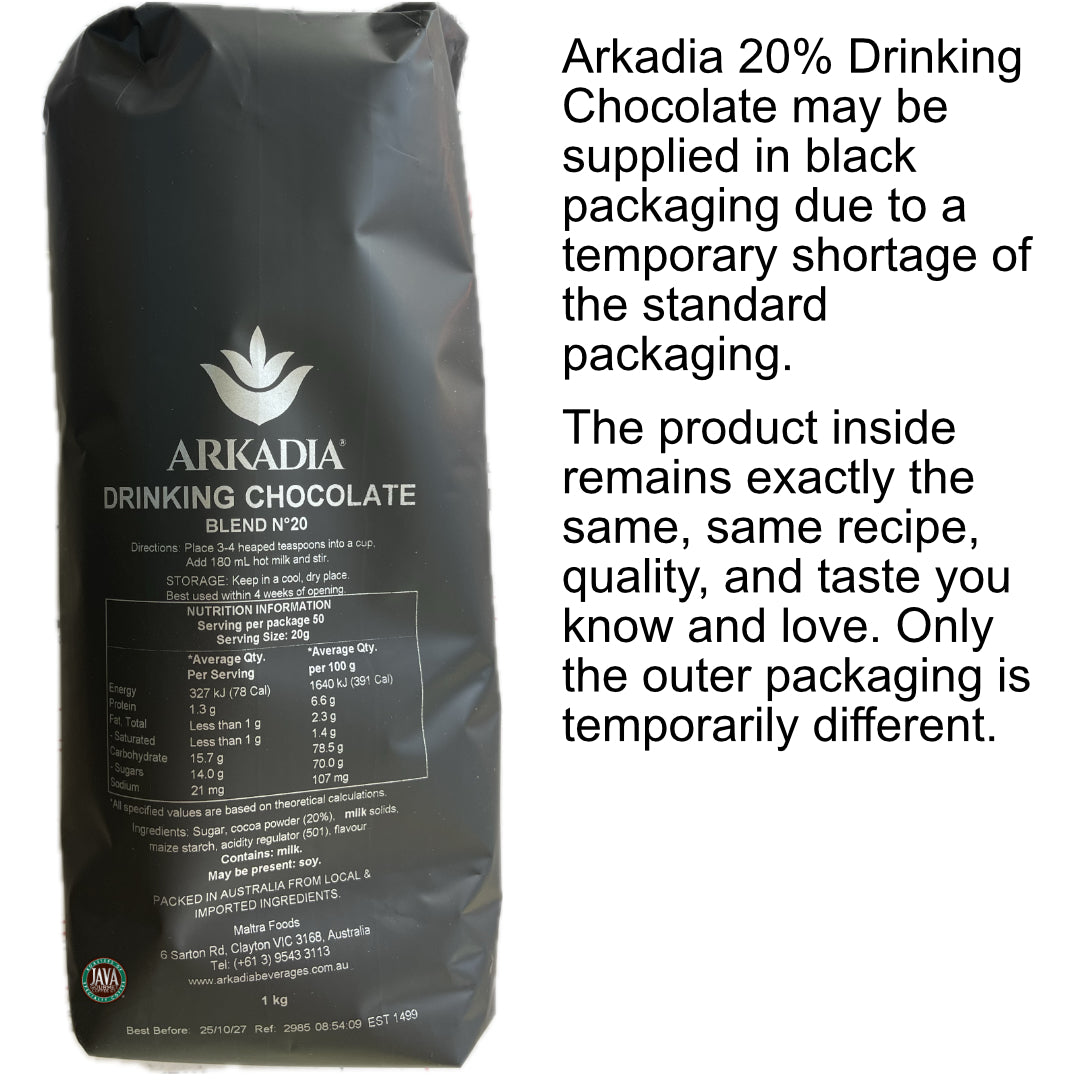 Arkadia Drinking Chocolate (20% cocoa), Cappuccino Topping 1kg