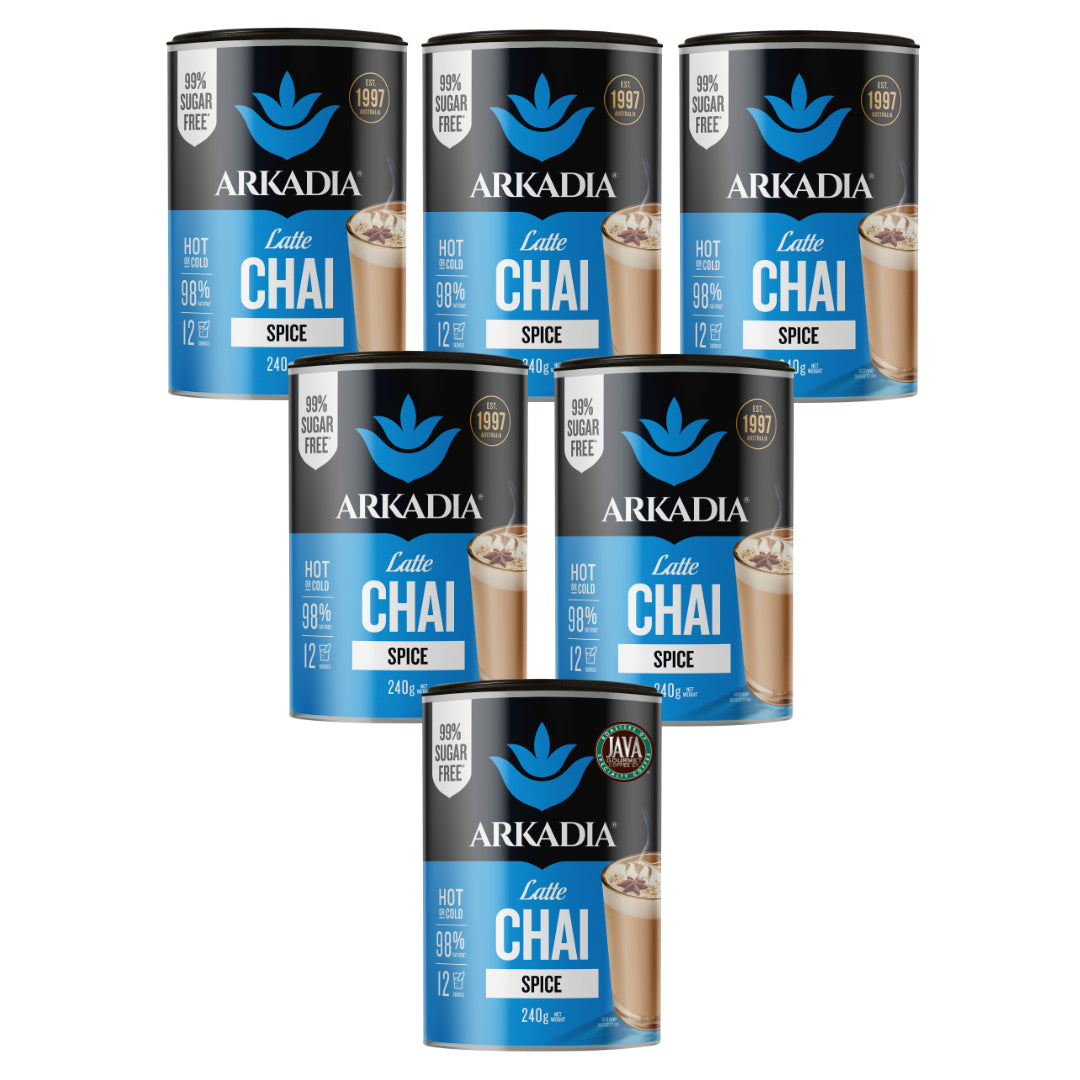 Arkadia 99% Sugar Free Chai Latte 6 x 240g, 98% fat free, Cafe, Chai Lovers