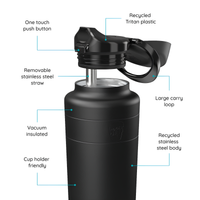 Thumbnail for KeepCup Ora Insulated Water Bottle 950ml BLACK 32oz Stainless Steel Chug or Straw