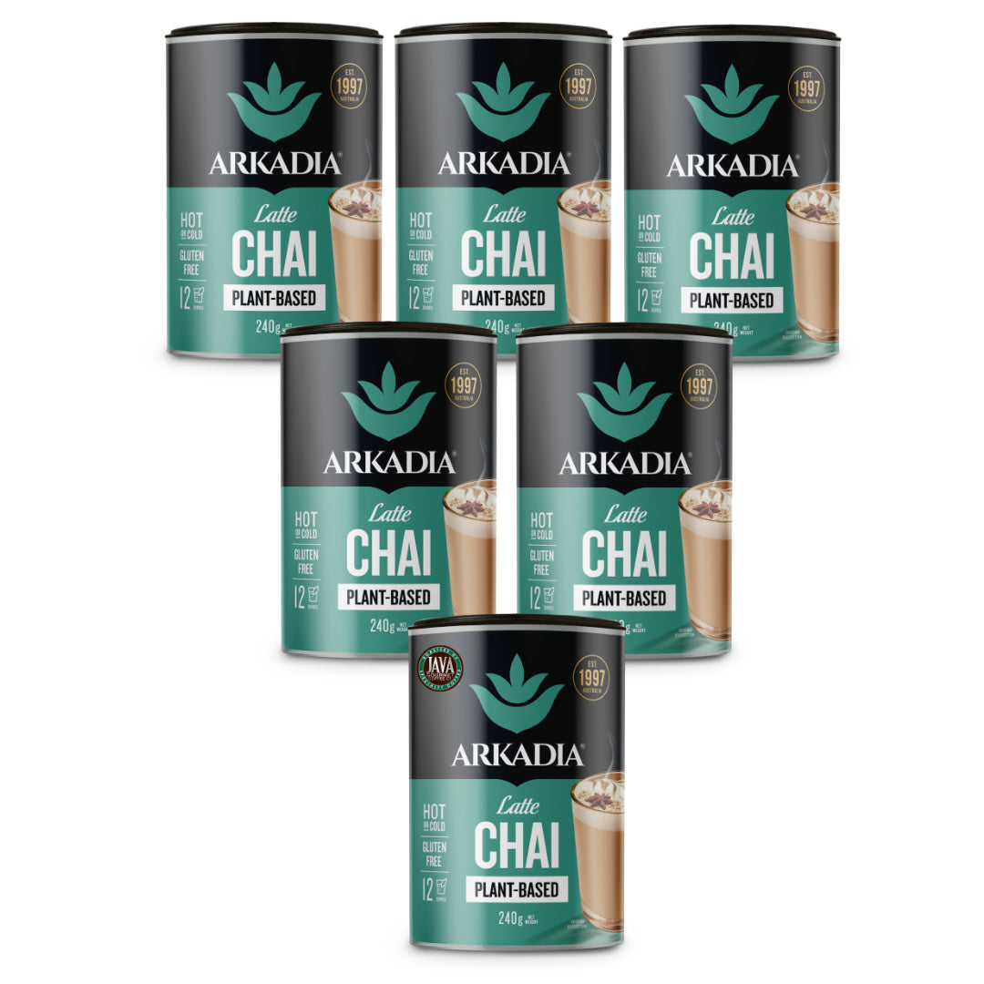 Arkadia Chai Tea Vegan 6 x 240g Dairy Free Gluten Free Plant Based Halal Latte