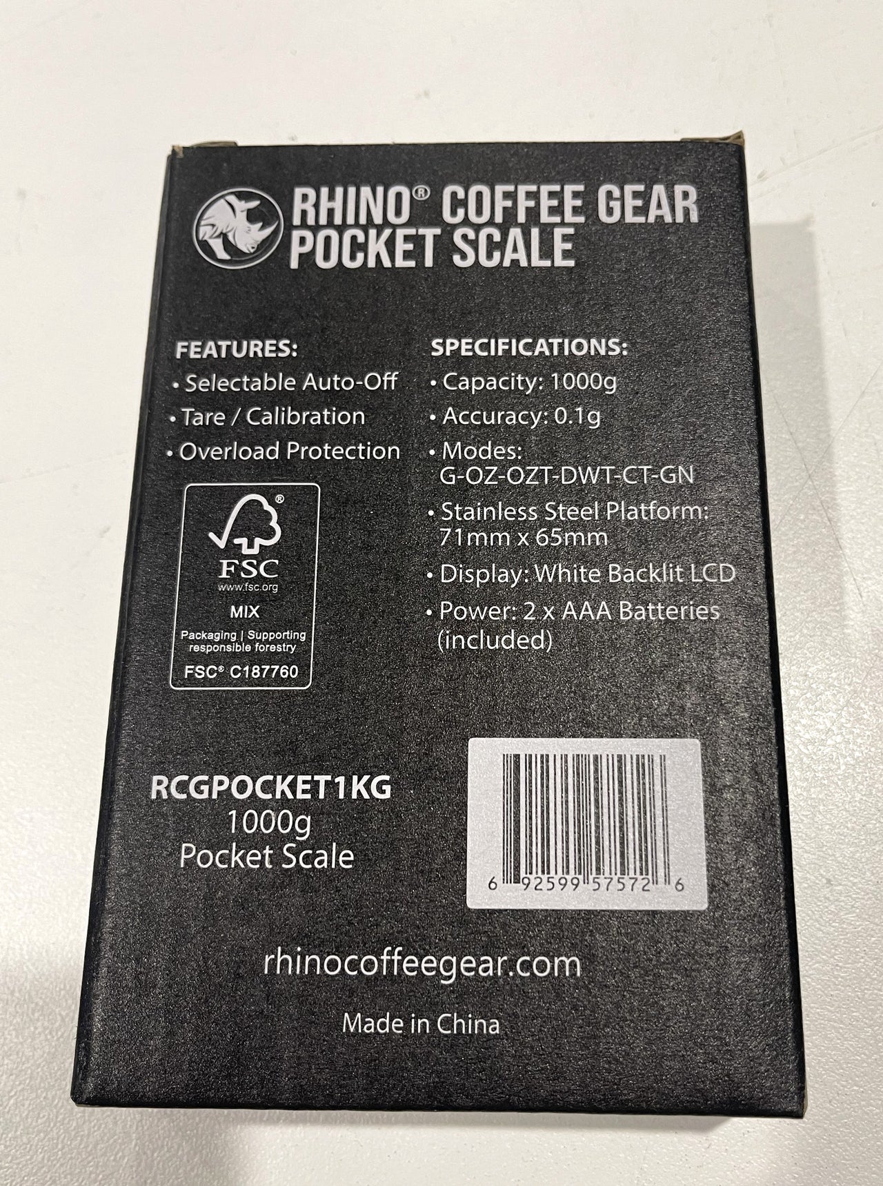 Rhino Coffee Gear Pocket Dosing Scale 1kg Capacity