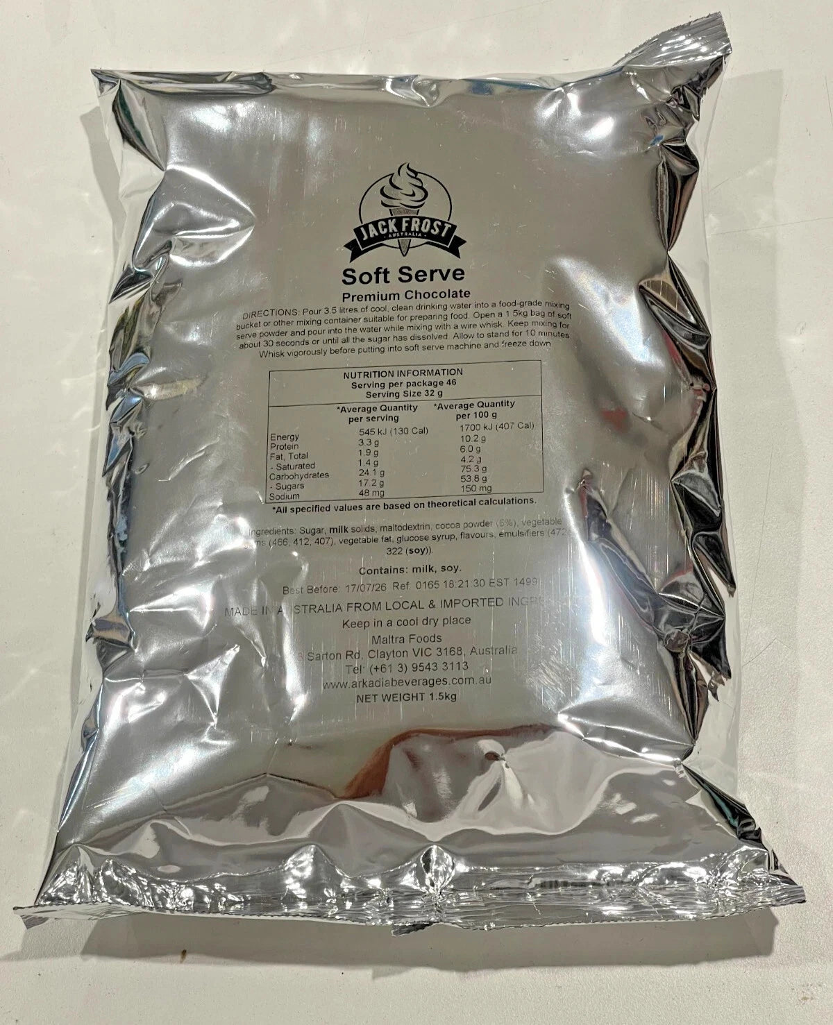 Arkadia Jack Frost Soft Serve Powder 2 Pack 1.5kg Vanilla & Chocolate Ice Cream