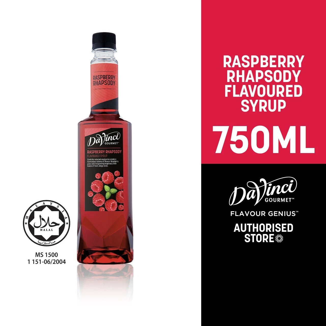 DaVinci Raspberry Rhapsody Syrup 750ml - Hot Cold Tea, Cocktails, Mocktail, Soda