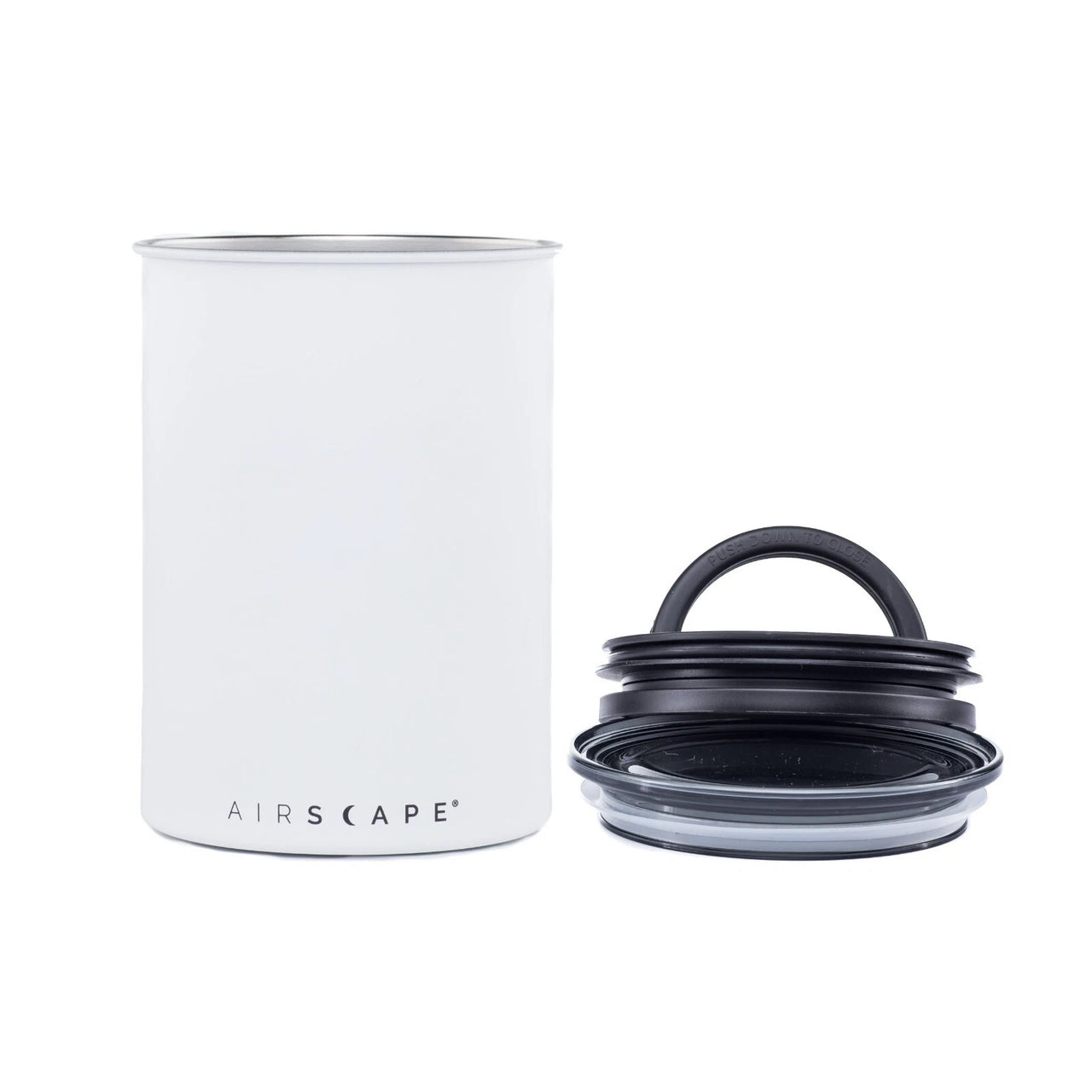 Airscape 7" Medium Matt White 500gm Coffee Bean airtight storage Stainless Steel Canister