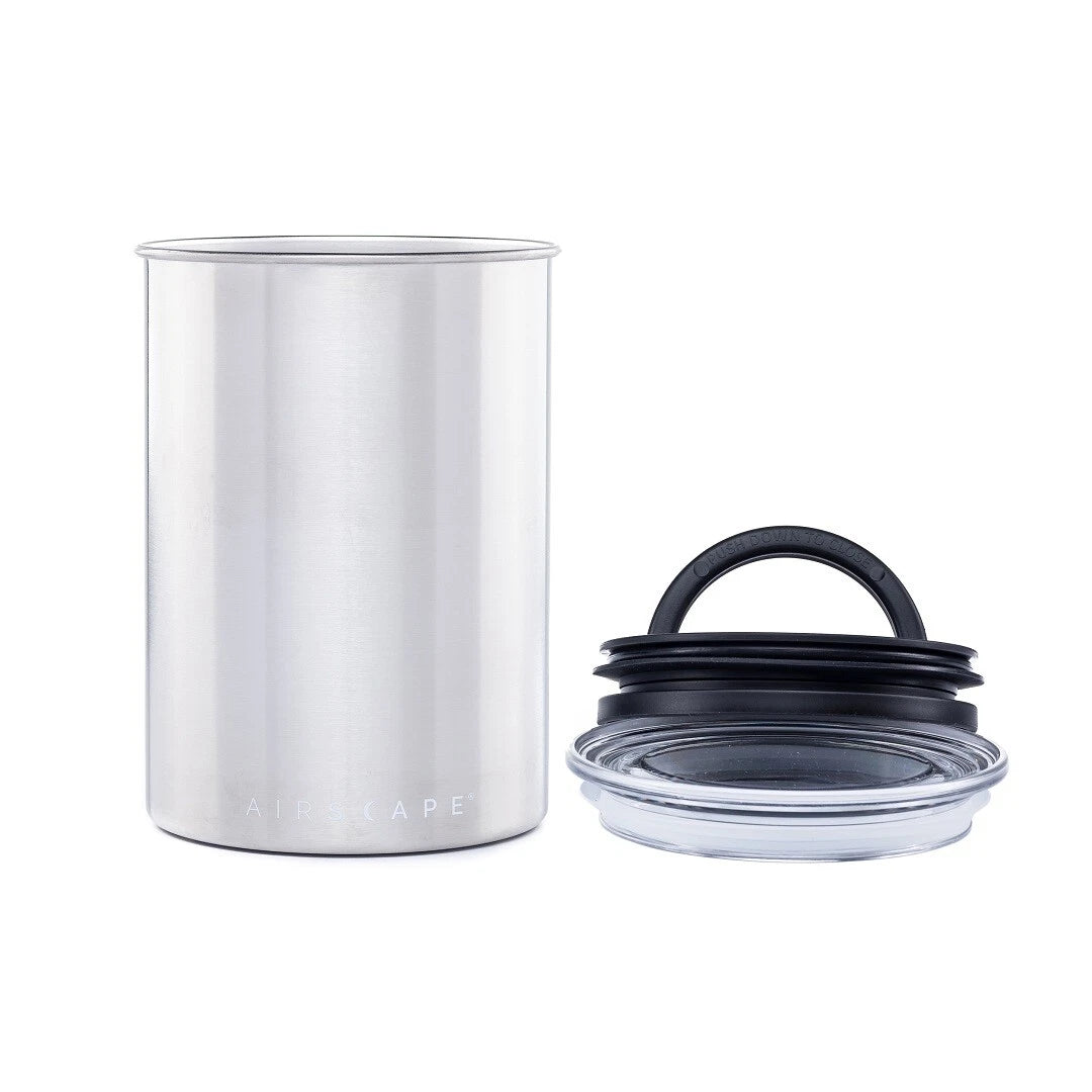 Airscape 7" Medium Brushed Steel 500gm Coffee Bean airtight storage Stainless Steel Canister