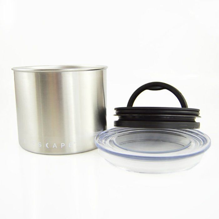 Airscape 4" Small Brushed Steel Coffee Bean airtight storage Stainless Steel Canister