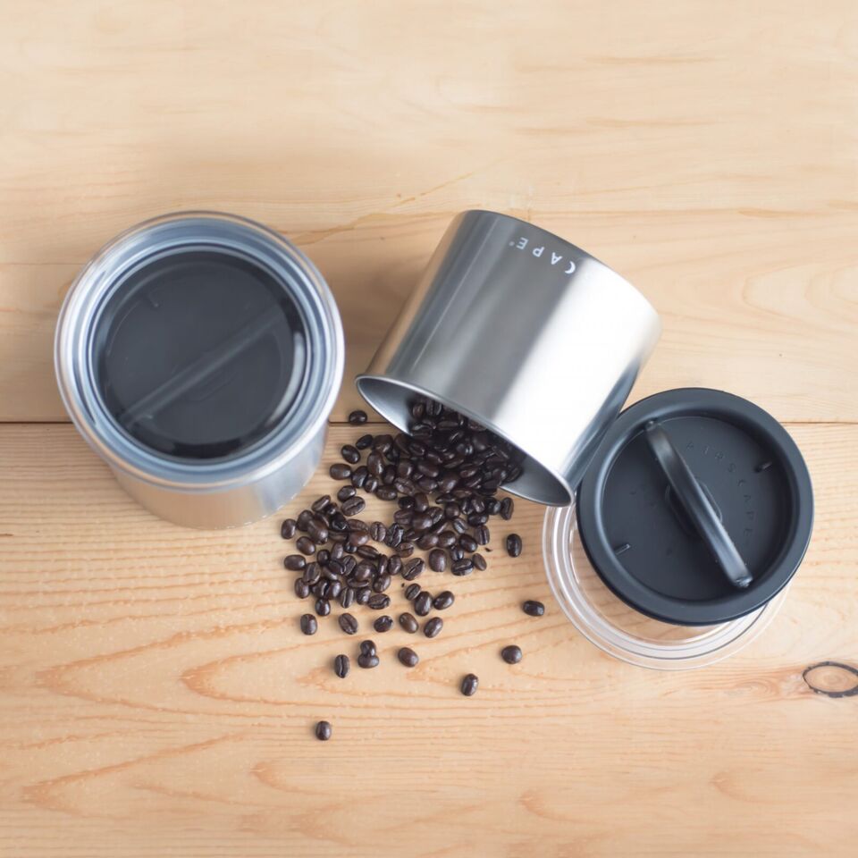 Airscape 4" Small Brushed Steel Coffee Bean airtight storage Stainless Steel Canister